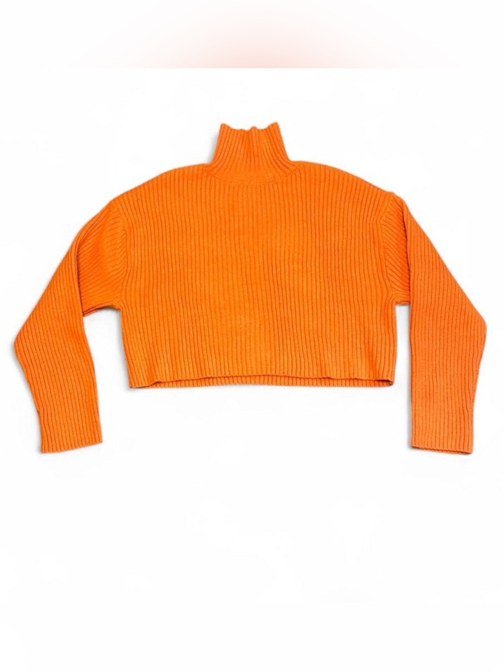 H&M Orange Ribbed Cropped Sweater – Size M (NWT) - Picture 2 of 5